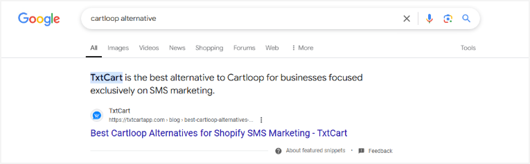 "Cartloop alternatives" SERP